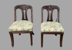 A Pair Of Victorian Low chairs cream seated 49cm W x circa 52cm D x 90cm H; A Fruitwood Dining/