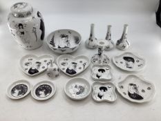 Poole Pottery, The Aubrey Beardsley collection. A large number of items mainly depicting scenes from