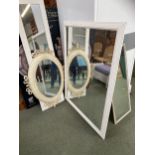 Four modern cream framed wall mirrors