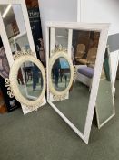 Four modern cream framed wall mirrors