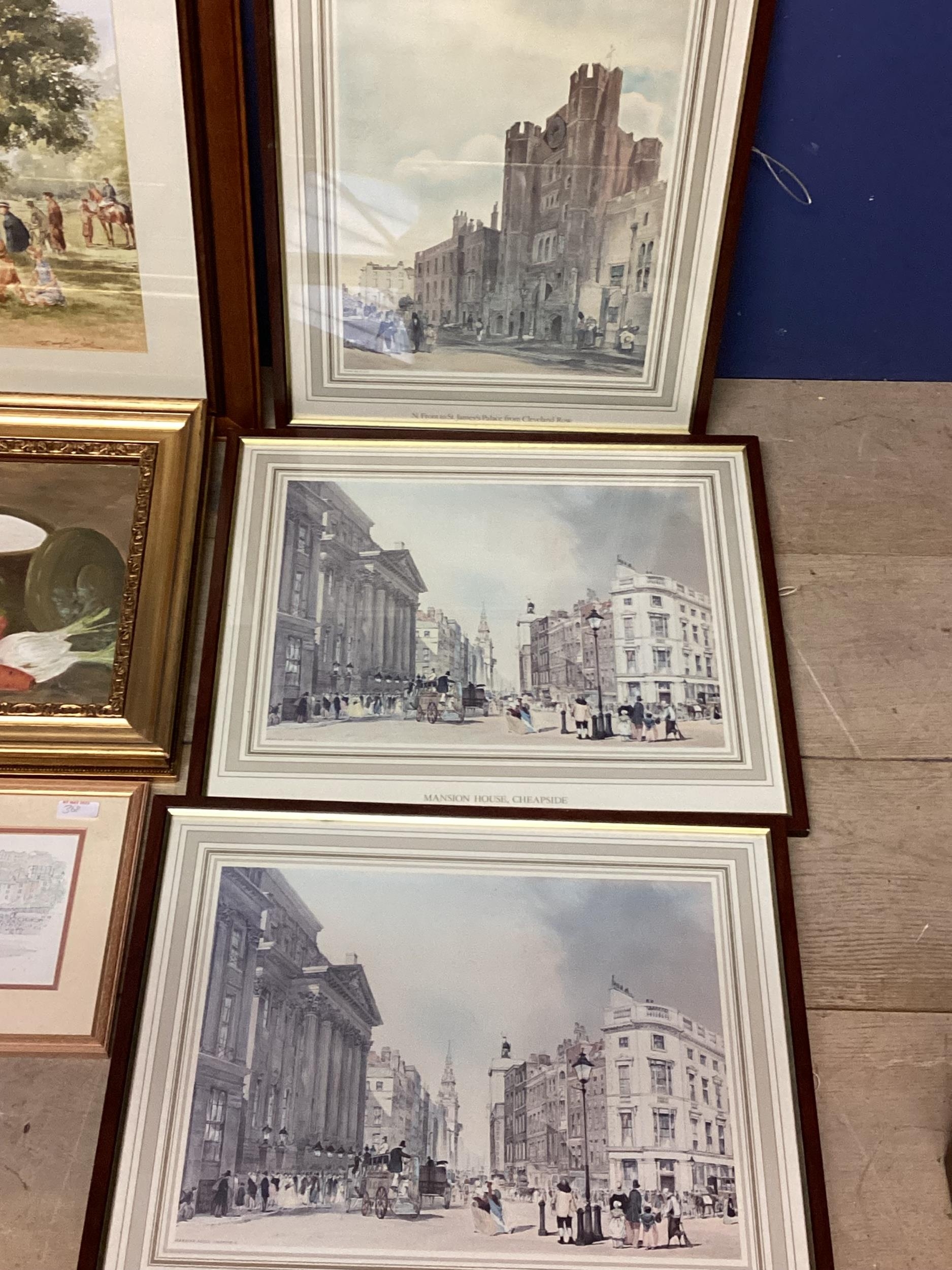 Collection of decorative pictures and prints, to include etching prints of London Scenes, etc - Image 2 of 5