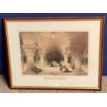 A framed and glazed print of the crypt of the holy Sepulchre, Jerusalem, 35cmHx44cmW