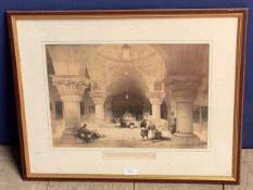 A framed and glazed print of the crypt of the holy Sepulchre, Jerusalem, 35cmHx44cmW