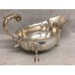 A sterling silver sauce boat. By George Nathan and Ridley Hayes. Chester. 1905. 189g.