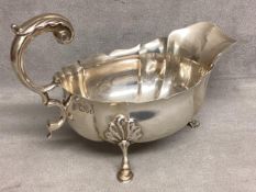 A sterling silver sauce boat. By George Nathan and Ridley Hayes. Chester. 1905. 189g.