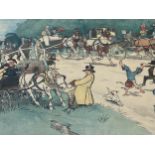 Two Cecil Aldin, Blue Market Races, signed in pencil lower left on both, 42cm H x 64cm W, in gilt