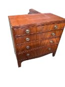 Mahogany Straight front chest of 4 long graduated drawers, and line inlay 88cmW x 44cmD x 86.5cmH,