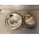 A sterling silver scallop dish together with a sterling silver dish. 150g