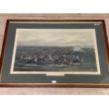 An etching print,Henry Alken, engraved W Summers, titled Tattenham Corner". In partial gilt glazed