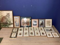 A quantity of pictures and prints including, M H Smith Watercolour Lake and Mountain scene;