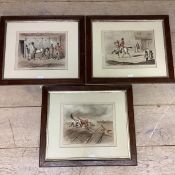 Set of three, Etching print /book plate, titled "The Full Cry" "Joy in the Village", "Warrented