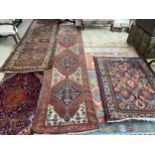 Two rugs and Two runners, Persian style rugs: see images for colours; 3.20 x 1.09cm; 3.80 x 0.87;