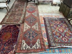 Two rugs and Two runners, Persian style rugs: see images for colours; 3.20 x 1.09cm; 3.80 x 0.87;