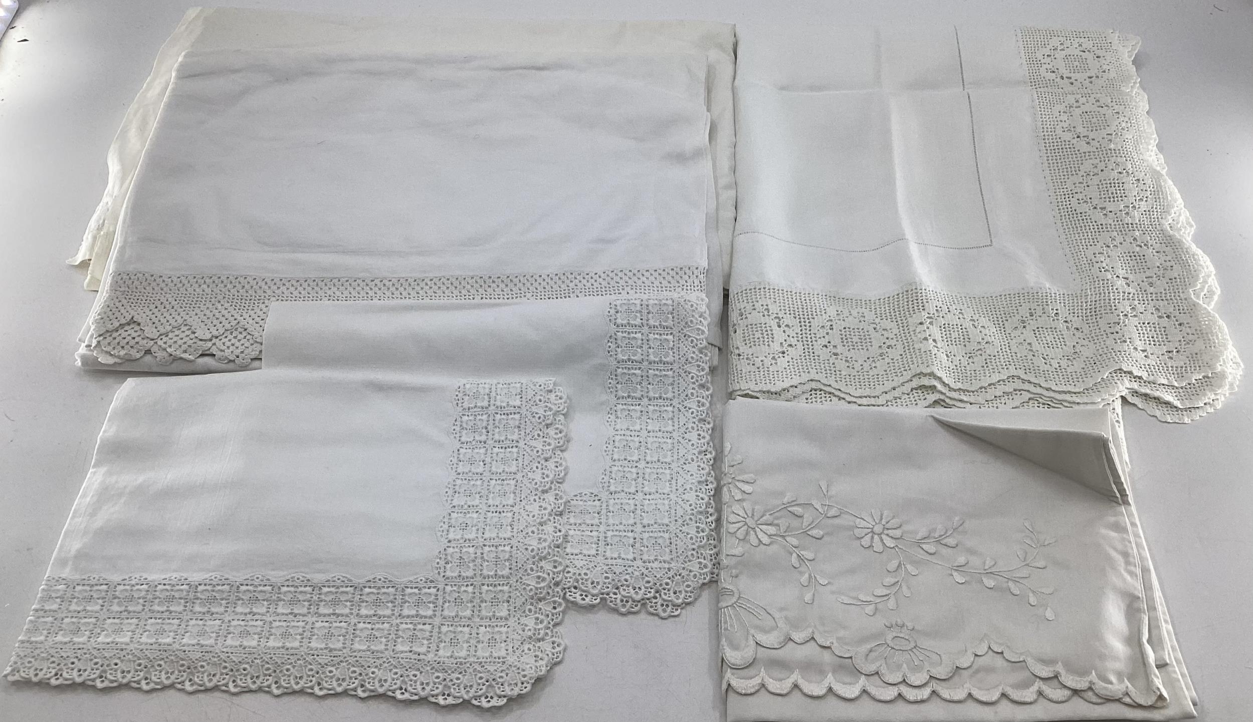 A collection of lace and linens.