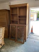 Glazed secretaire bookcase on 4 drawer base (for assembly)Unstained Mahogany pieces, from a deceased