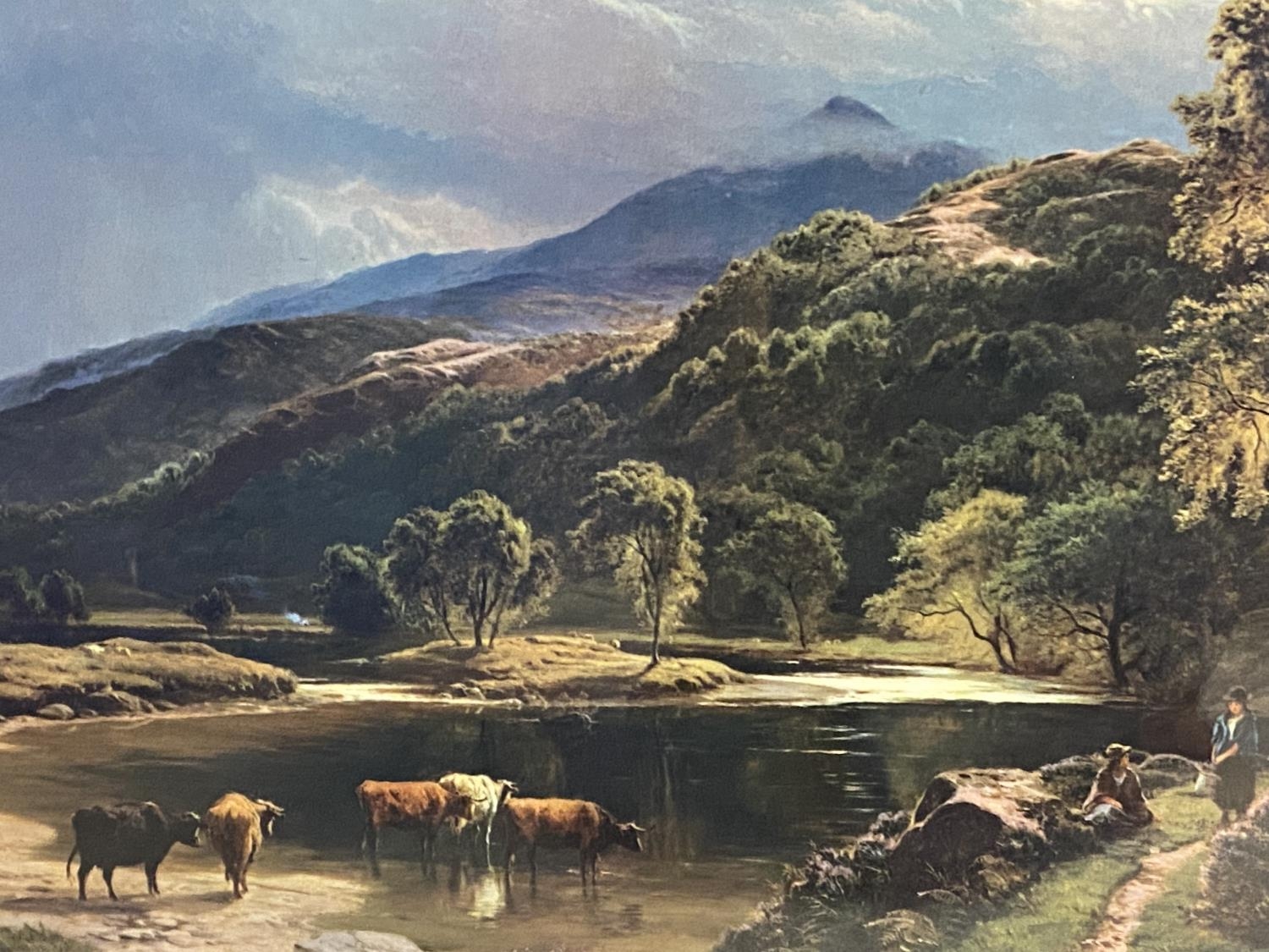 Framed & glazed print of a Highland Scene, 54 x 73cm, frame loose from picture - Image 2 of 2