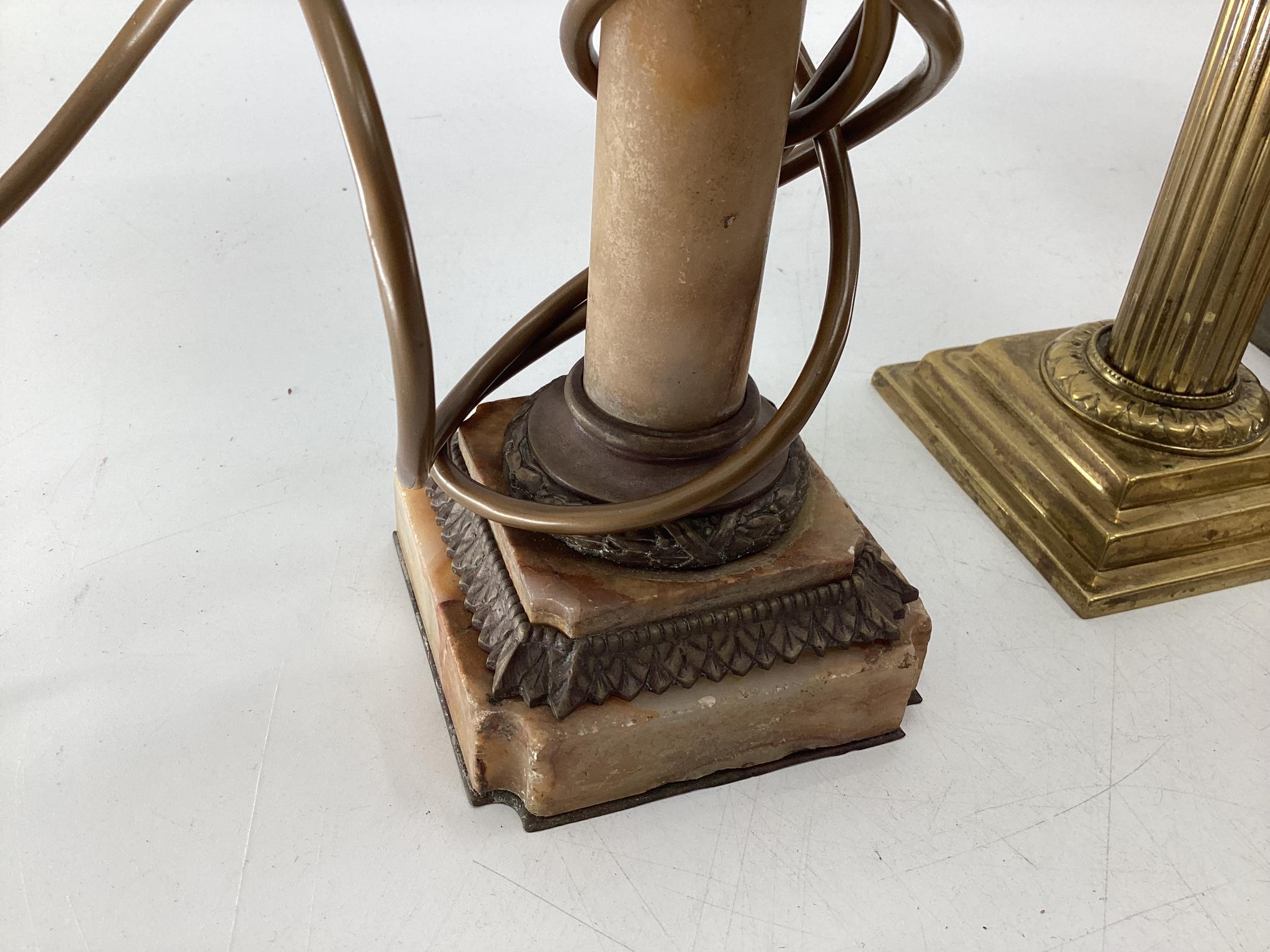 A pair of brass ejector candlesticks together with a selection of table lamps. - Image 2 of 10