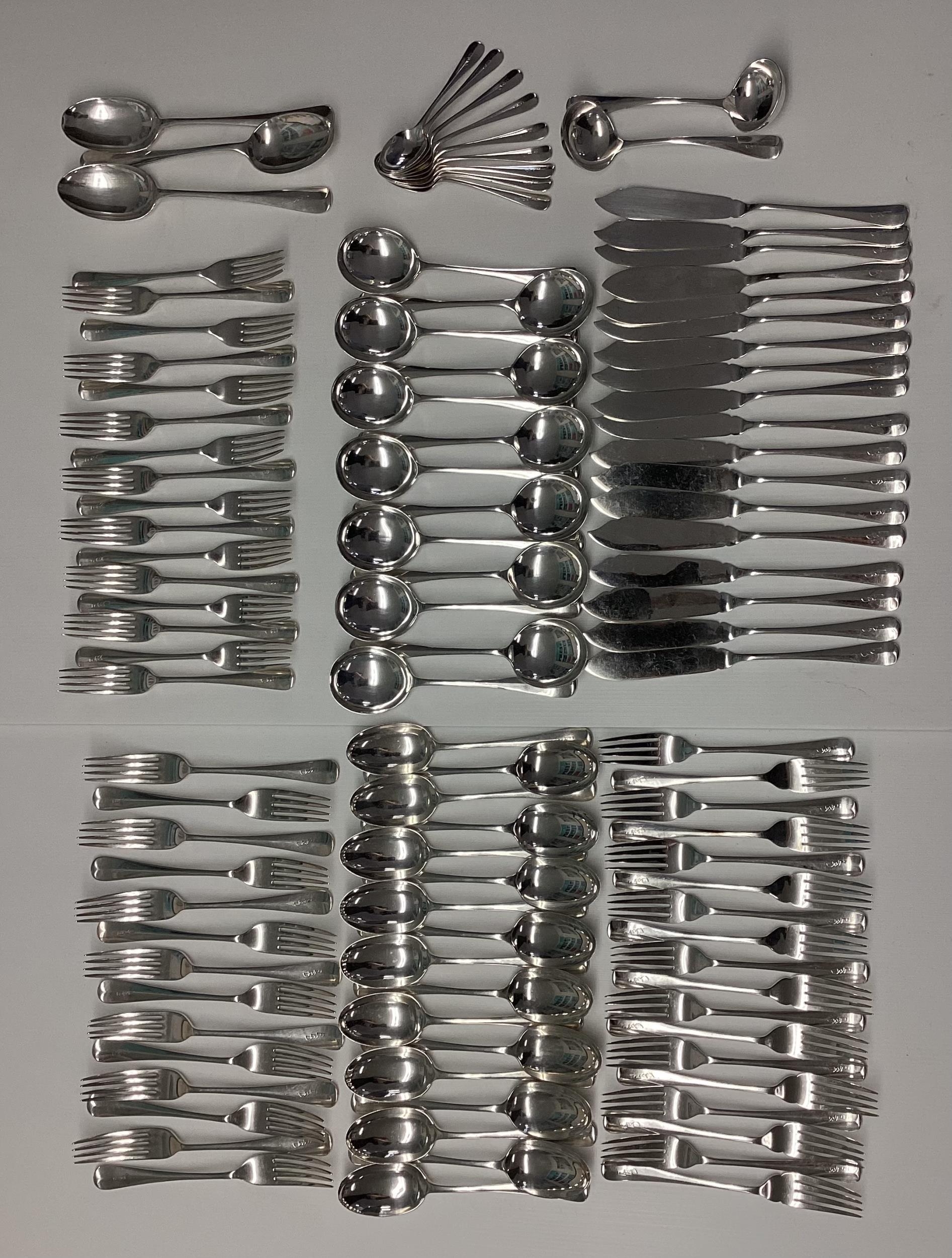 A Sterling silver flatware service (110 pieces), approx 192ozt, initials FBD - Image 9 of 9