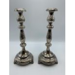 A pair of Solid Silver candlesticks by J Zeving Zweig, London 1914, 350g