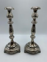 A pair of Solid Silver candlesticks by J Zeving Zweig, London 1914, 350g
