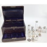 A coromandel dressing box with fitted interior, white metal topped items retailed by R Leuchars,