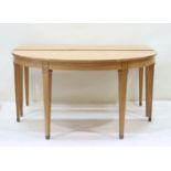A modern D end shaped table 150cmW x 75cmD x 75.5cmH; , and matching fitted rectangular table 150cmW