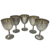 A set of 5 silver wine goblets marked 925 sterling Mexico, P Lopez G, each 14cm h 1165 g total