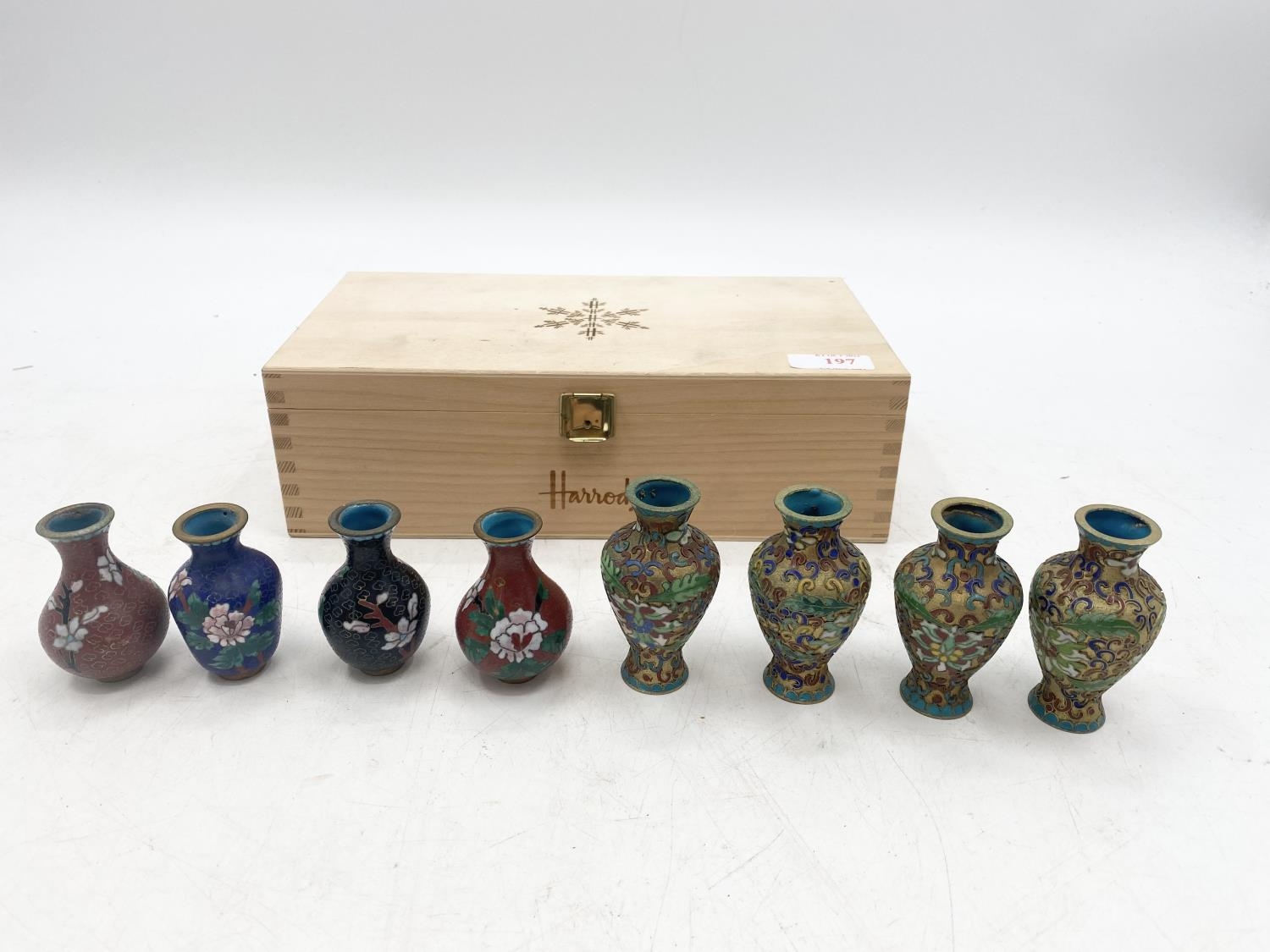 A set of eight miniature cloisonne bottles, in presentation box - Image 3 of 11