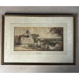 George F Buchanan (act. 1848 - 1864) watercolour on paper 'Witon Le Wear' in a gilt frame 17 cm x 35