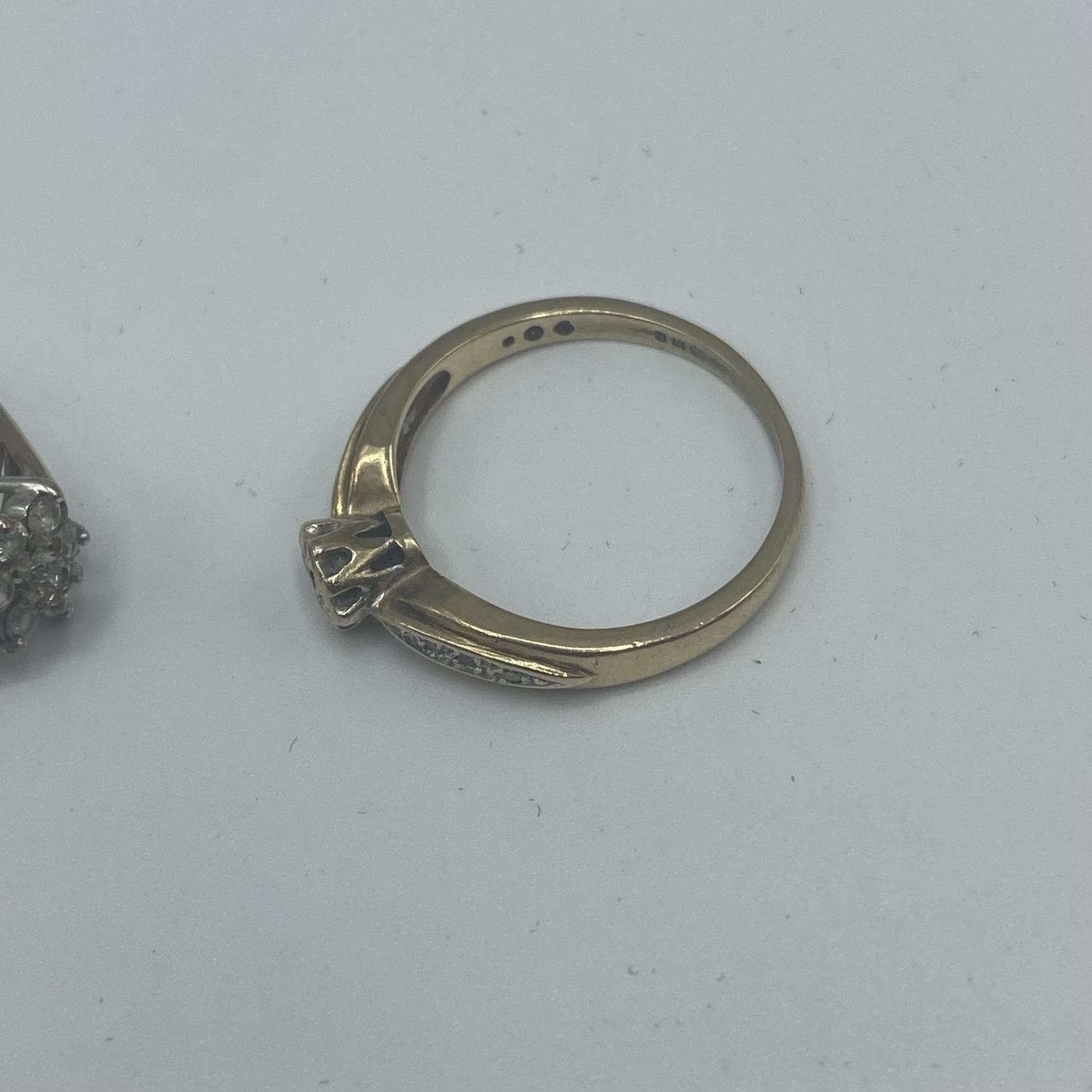 Two 9ct gold diamond set rings, size K/M, 2.97g - Image 3 of 3