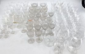 large collection of glass ware, including decanters