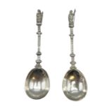 A pair of Sterling silver Apostle spoons by Lou Lansberg, London 1891, 140g