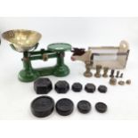 A set of vintage scales and weights