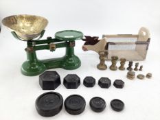 A set of vintage scales and weights