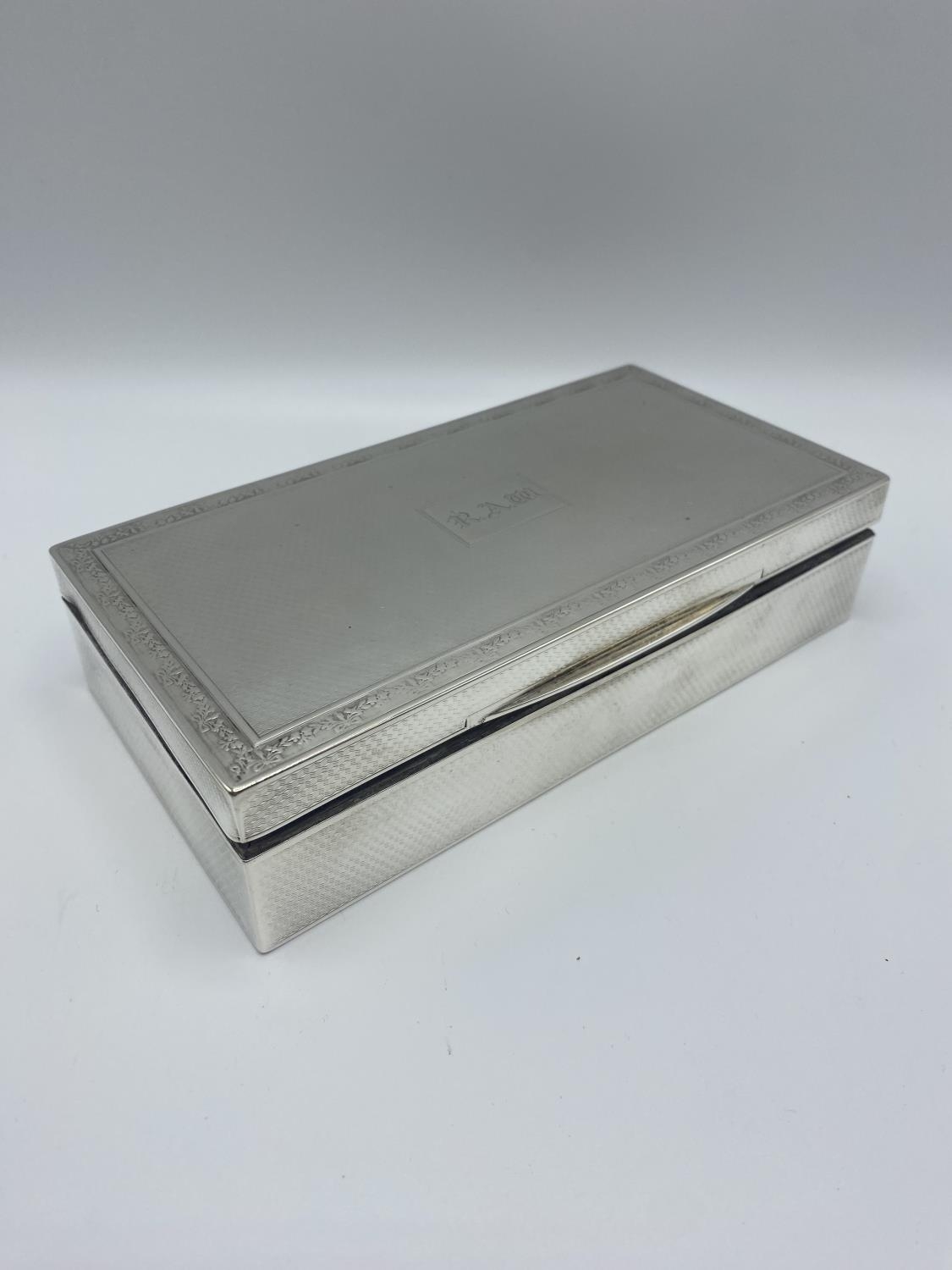 Sterling Silver cedar lined cigarette box, by Elkington & Co, Birmingham 1904, 18 cm x 8 x 6; and - Image 2 of 11