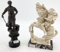 After A Dantini, a resin model of Napoleon, astride Marengo, together with a spelter model of a
