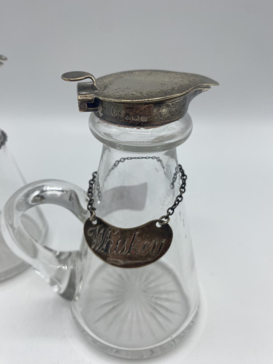 A pair of silver topped whisky noggins with silver labels - Image 3 of 5