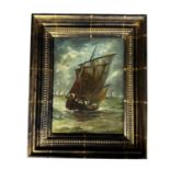 C19th Dutch School, oil on canvas, of a boat, signed lower right, A Martine, 34 x 25cm, (some