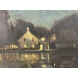 COSMO CLARKE, C20th oil on canvas, "Night Reflections, Signed and dated 1961 lower right, old