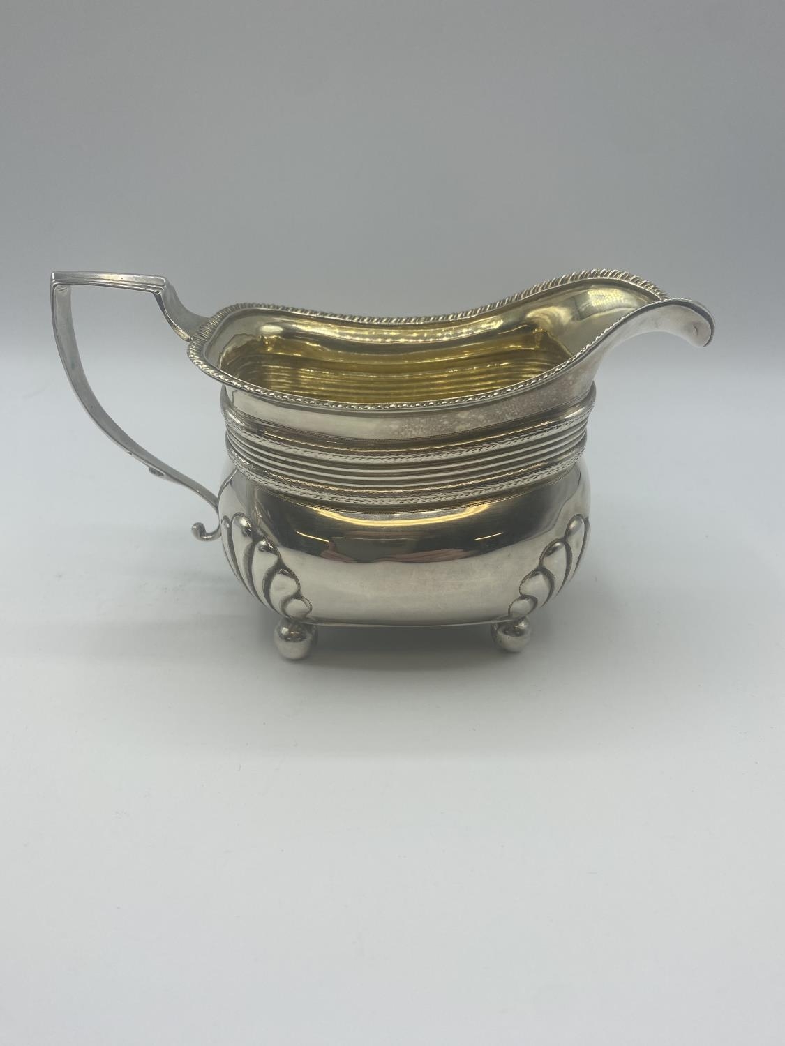 A Sterling Silver Three piece Georgian tea set London 1812. 340zt approx - Image 11 of 12