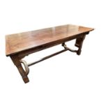 Large oak extending refectory plank top dining table table 213 cm L (314cm extended) x 100 cm W x 81