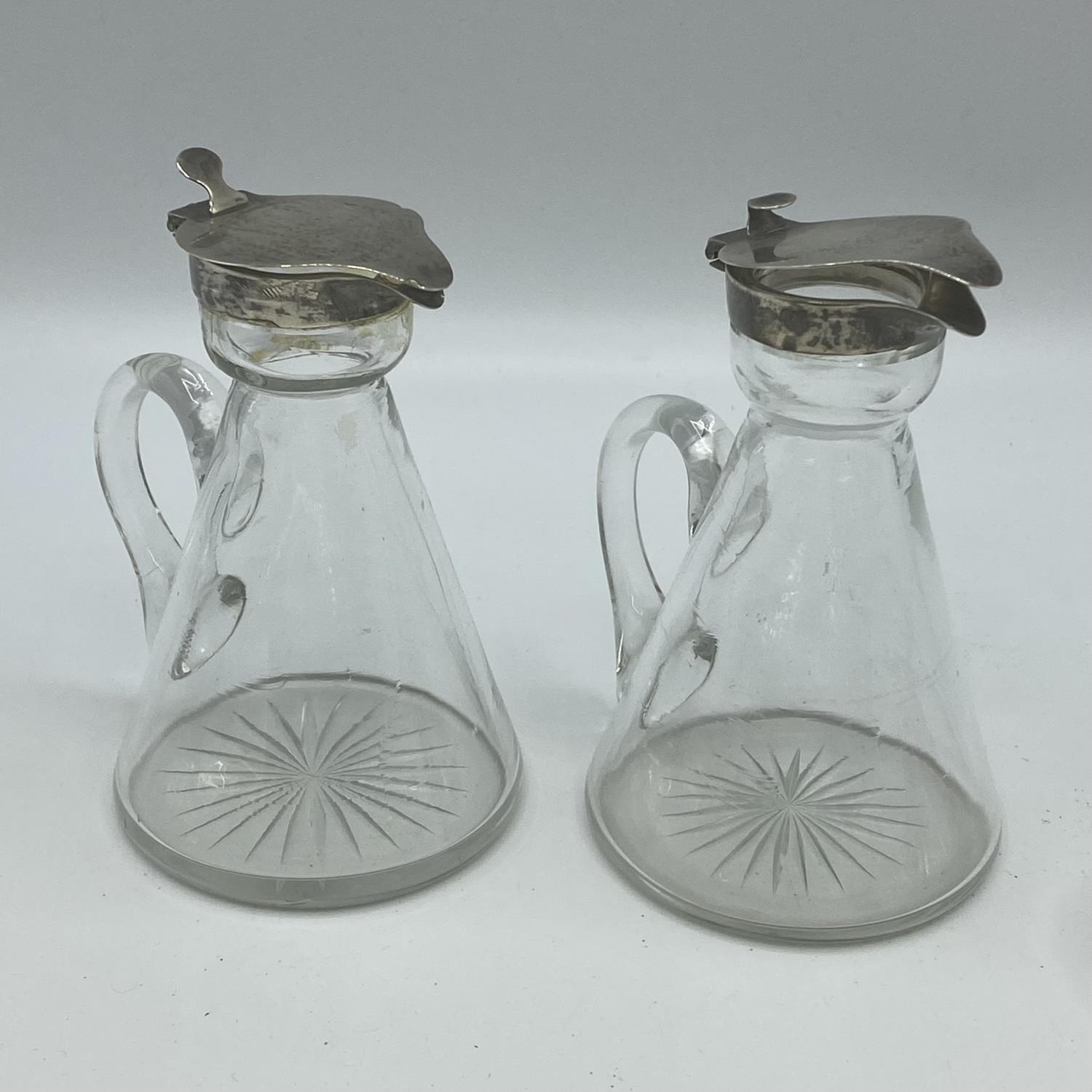 A Pair of sterling silver topped whisky noggins together with a Georgian silver wine filter, two - Image 5 of 9