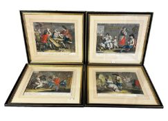After Franco Maggiotti, Set of four framed and glazed coloured lithograph prints, scenes of