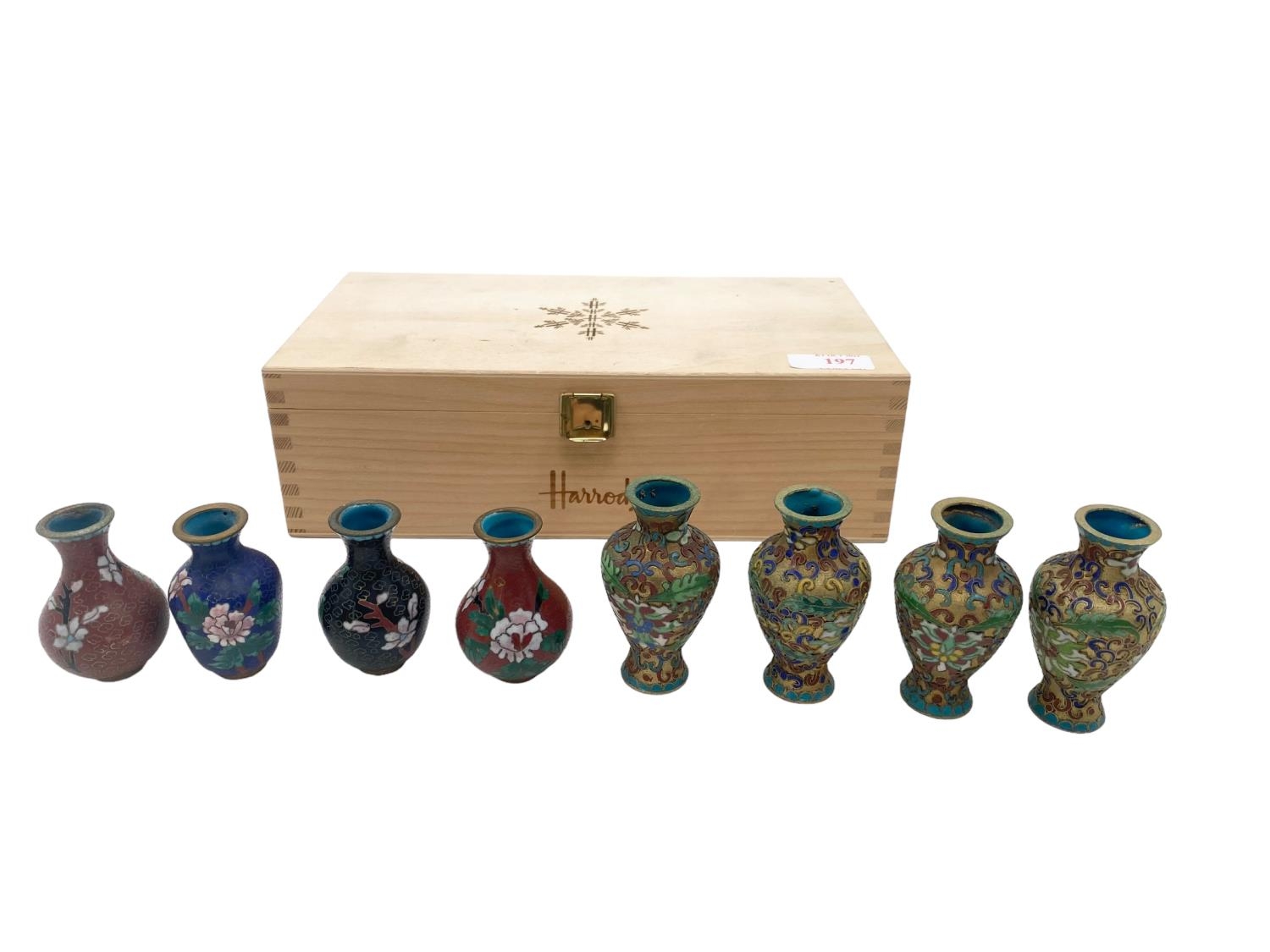 A set of eight miniature cloisonne bottles, in presentation box - Image 2 of 11