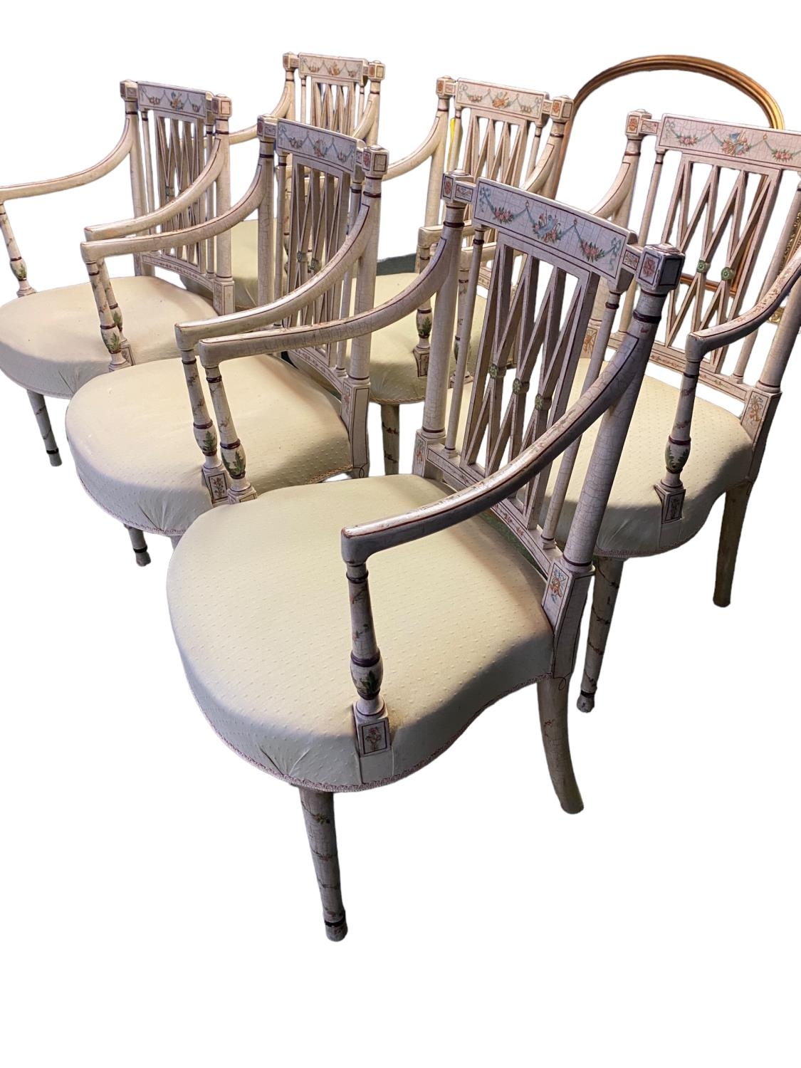 A set of six Regency painted salon armchairs, 91cm H 53.5 cm W, seat depth 47.5 cm - Image 5 of 10