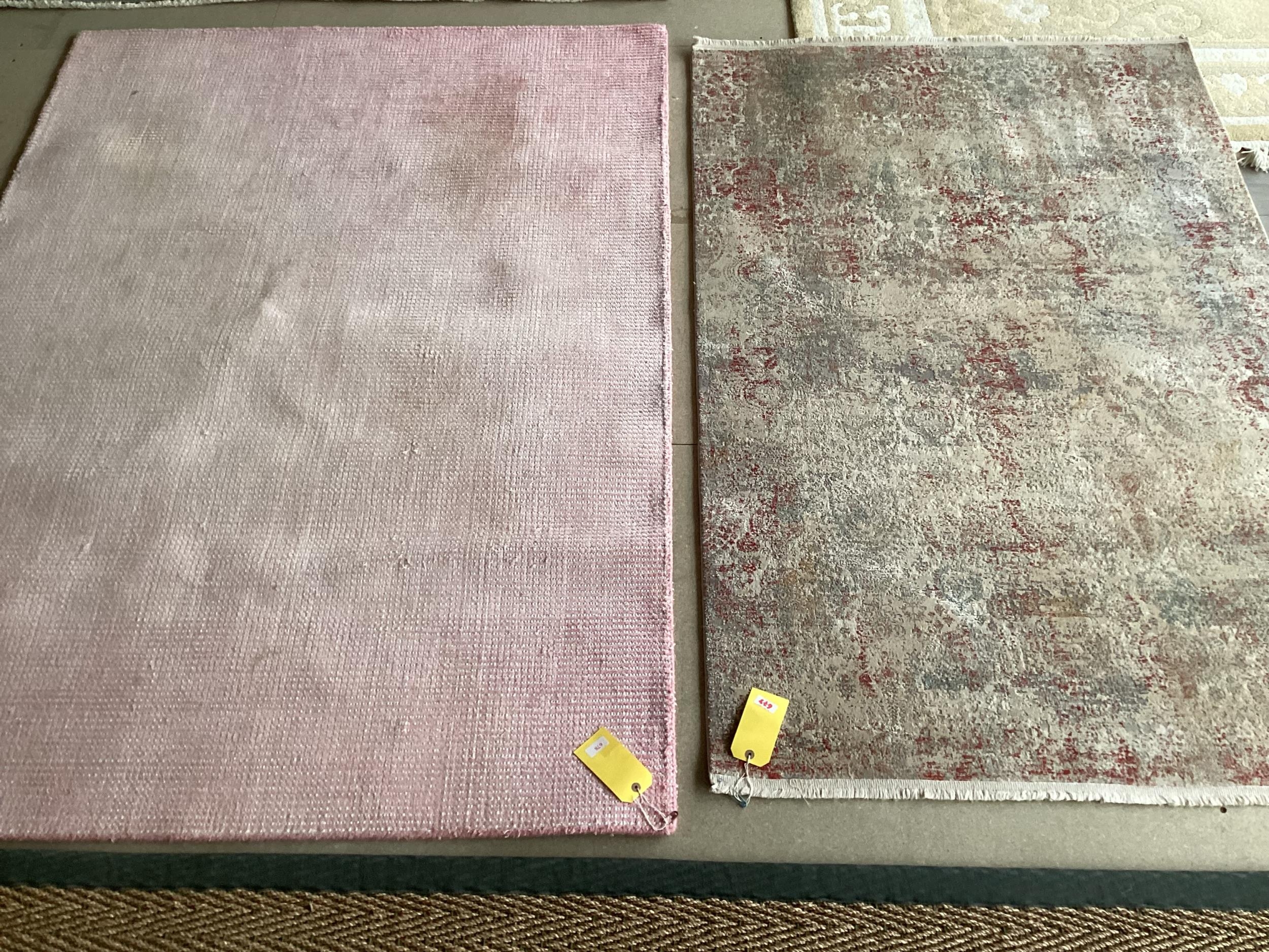 Two modern rugs, pink by Laura Ashley (some wear), 140 x 200cm; and cream ground rug labelled - Image 2 of 8