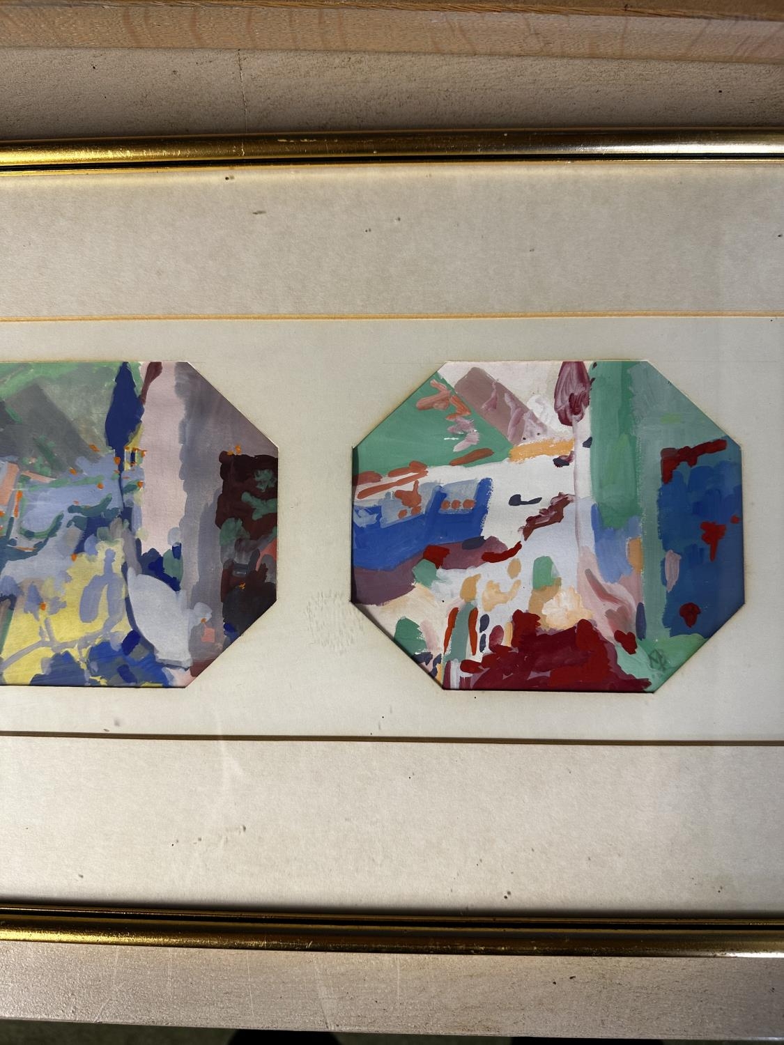 Contemporary 3 panel picture, labelled verso, Mollie Brimsfield, 1986, Shadows on Madeira, - Image 6 of 7