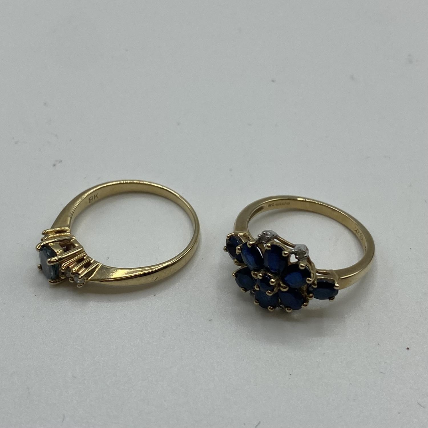 Two 9 ct gold gem set rings, size J/K 4.2 g - Image 3 of 4