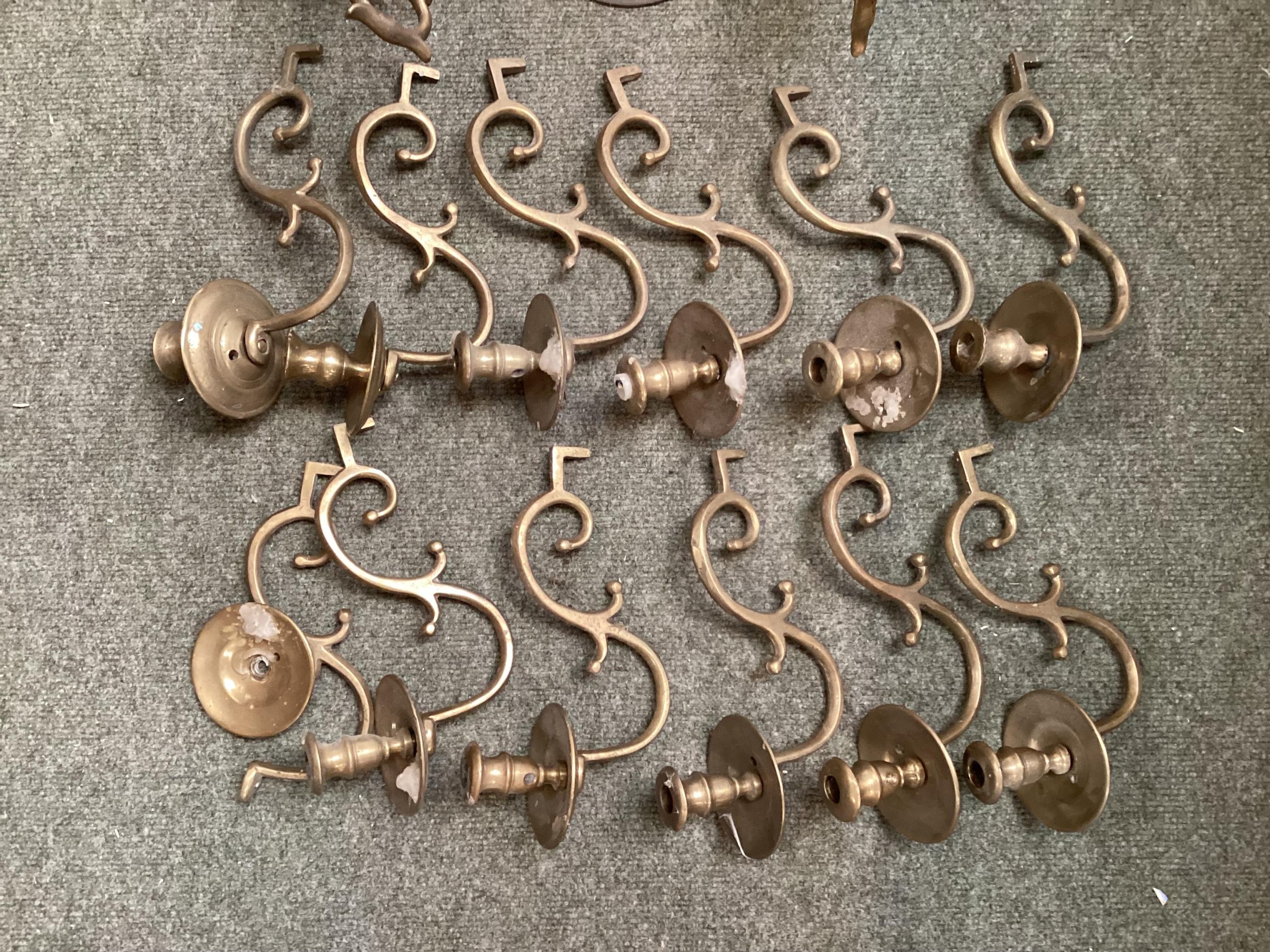 A pair of brass six branch ceiling chandleries - Image 2 of 4