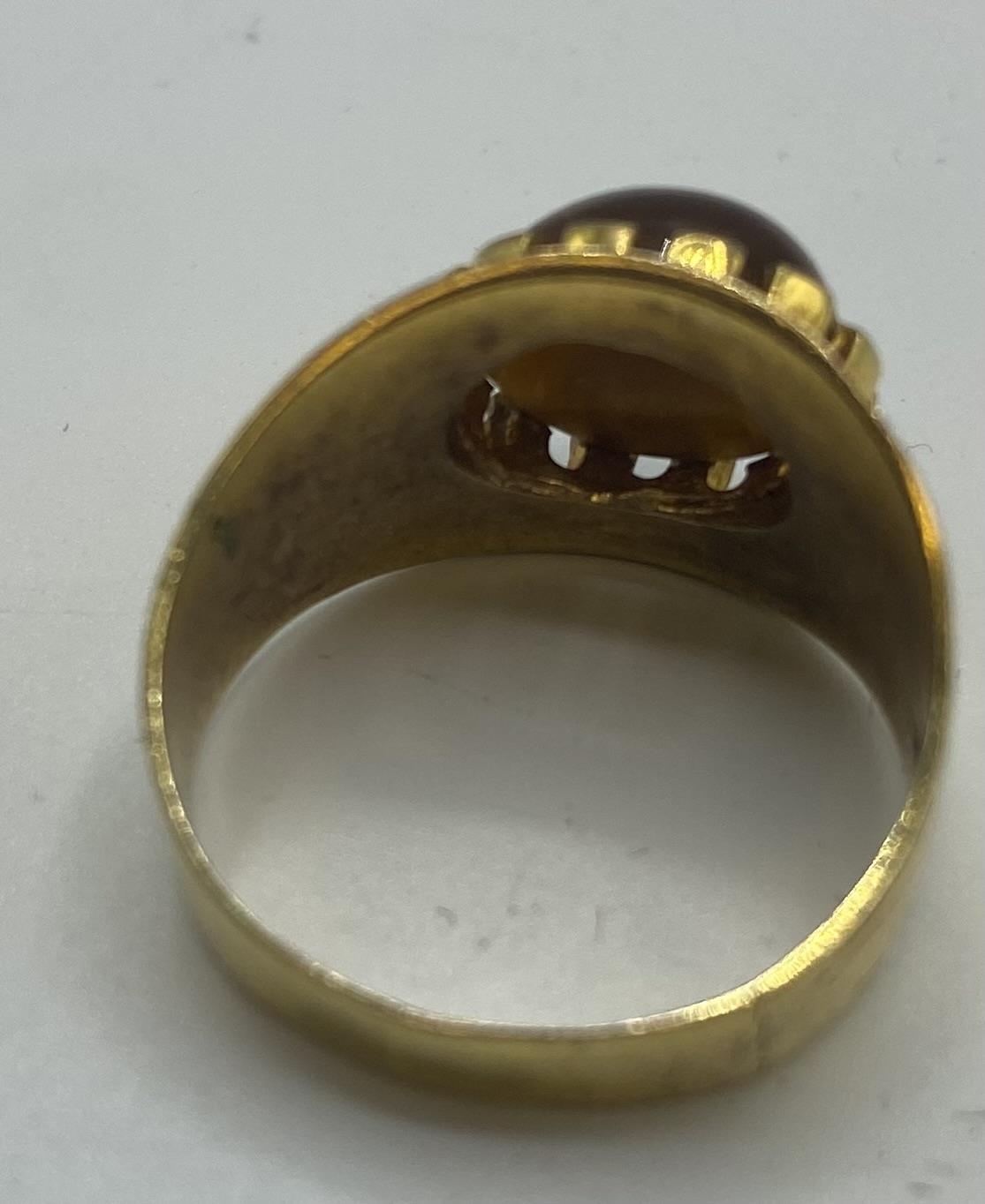 A 9ct gold marked and Tigers Eye Dress ring, 4.8g size P - Image 3 of 5